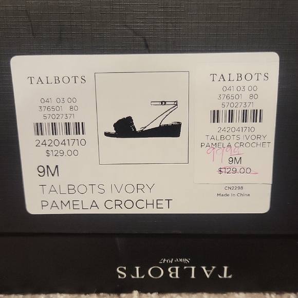 Talbots 9M Ivory PAME Brown and Cream Espadrille Sandals - Picture 2 of 6